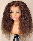 human hair glueless lace frontal wigs in auburn brown for effortless elegance