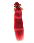 glossy red color silky straight human hair bundles