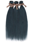 Queen Remy Human ink blue jade shade straight human hair 3 bundles