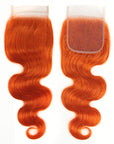 4x4 lace closured body wave ginger orange virgin human hair