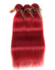 remy hair red color straight human hair 3 bundles
