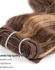 machine weft brown highlight body wave human hair bundles