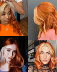 skunk stripe style ginger orange and blonde body wave human hair