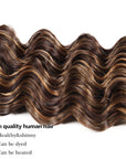 glossy look brown piano highlight deep wave human hair bundles