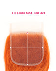 hand tied 4x4 lace closure hair weave ginger orange color