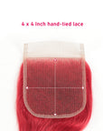 body wave bright red hair extension with 4x4 lace closure