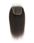pre plucked natural black kinky straight virgin human hair with 4x4 closure