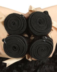 machine weft deep wave natural black human hair bundles 4pcs