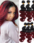 qvr body wave t1b/99j ombred human hair bundles 3pcs