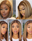 flawless blonde t lace bob wigs, straight 180% lace front human hair bob wigs for black women