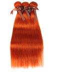 machine weft 3pcs ginger orange silky straight human hair bundles