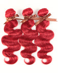 red color wavy human hair 3 bundles