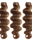 brown blonde piano highlight body wave human hair 3 bundles