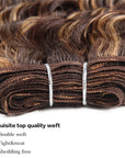 machine weft brown piano highlight deep wave human hair bundles
