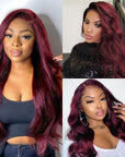 qvr glueless wigs burgundy 99j color body wave