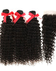 natural black virgin human hair 3 bundles with 4x4 lace closure hair weave