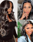 13x4 hd lace frontal mix color human hair wig for black women