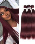 99j red wine silk straight human hair bundles hair extensions