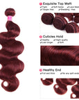 no split end burgundy 99j brazilian hair body wave human hair bundles