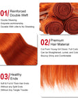 machine weft orange silky straight human hair bundles