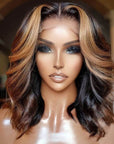 natural shine human hair bob wigs with highlights