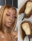 glueless short bob wigs honey blonde for black women