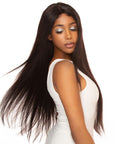 restyled silky straight natural black human hair bundles with 4x4 lace closured hair weave