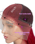 glueless human hair wigs in vibrant red straight for smooth, shiny finish
