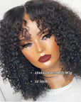 QVR Deep Curly Short Bob Wigs for Black Women - Lace Closure Human Hair