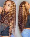sleek and soft human hair wigs with deep wave texture