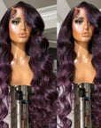 ombre human hair wigs with dark purple color and black roots