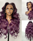 qvr wigs 13x4 lace front smokey dark purple body wave wig