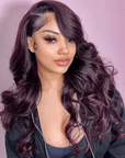 vibrant grape purple human hair wigs for natural look