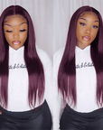 qvr wigs transparent lace front dark purple straight wig