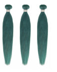 teal green straight virgin human hair bundles 3 bundles