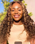 qvr wigs deep wave with honey blonde highlights