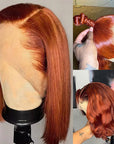 glueless straight orange bob wigs human hair