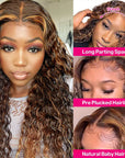 human hair lace wigs 30inch deep wave with ombre honey blonde for black women
