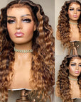 human hair lace wigs 30 inch loose deep brown blonde highlights for black women