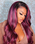 human hair wigs straight or body wave with purple highlights