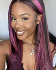 bold purple highlights human hair lace wigs for black women