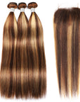 qvr honey blonde silky straight human hair bundles with 4x4 lace closure straight hair