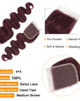 body wave burgundy 99j 4x4 lace closure virgin human hair