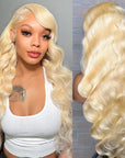 human hair wigs for black women in sleek blonde body wave