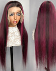 qvr wigs 13x4 lace front straight hair with highlighted colors