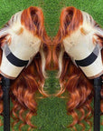 human hair wigs blonde orange body wave lace front wig