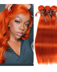 qvr ginger orange silky straight human hair bundles