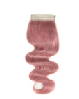 qvr pink2 body wave human hair weave with 4x4 lace closure