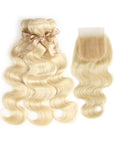 body wave 613 blonde human hair bundles with hair weave with 4x4 lace closure