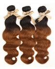body wave t1b/30 brown ombred human hair bundles 3pcs